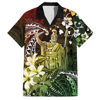 Hawaii King Kamehameha Day Family Matching Off Shoulder Short Dress and Hawaiian Shirt Polynesian Pattern Mix Hibiscus Reggae LT05 Dad's Shirt - Short Sleeve Reggae - Polynesian Pride