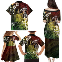 Hawaii King Kamehameha Day Family Matching Puletasi and Hawaiian Shirt Polynesian Pattern Mix Hibiscus Reggae LT05 - Polynesian Pride