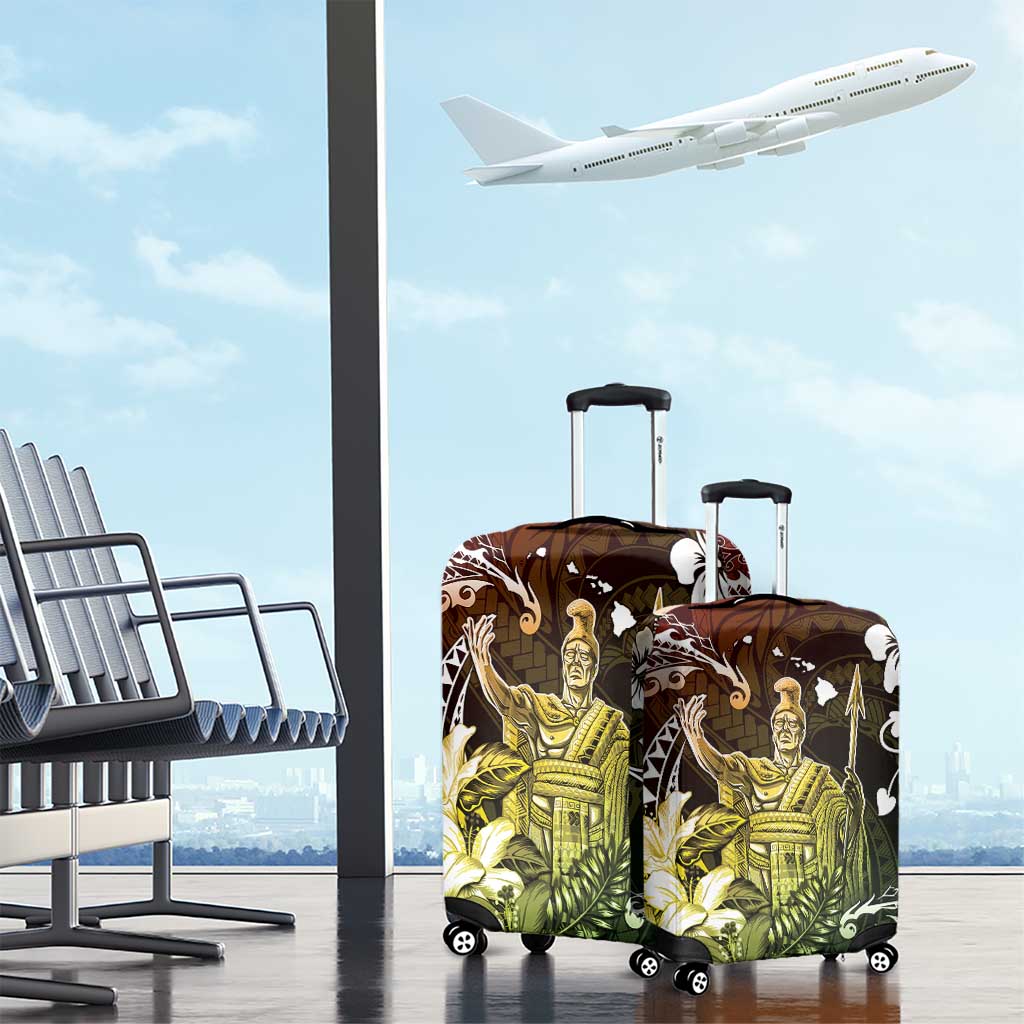 Hawaii King Kamehameha Day Luggage Cover Polynesian Pattern Mix Hibiscus Reggae
