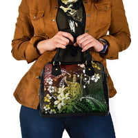 Hawaii King Kamehameha Day Shoulder Handbag Polynesian Pattern Mix Hibiscus Reggae