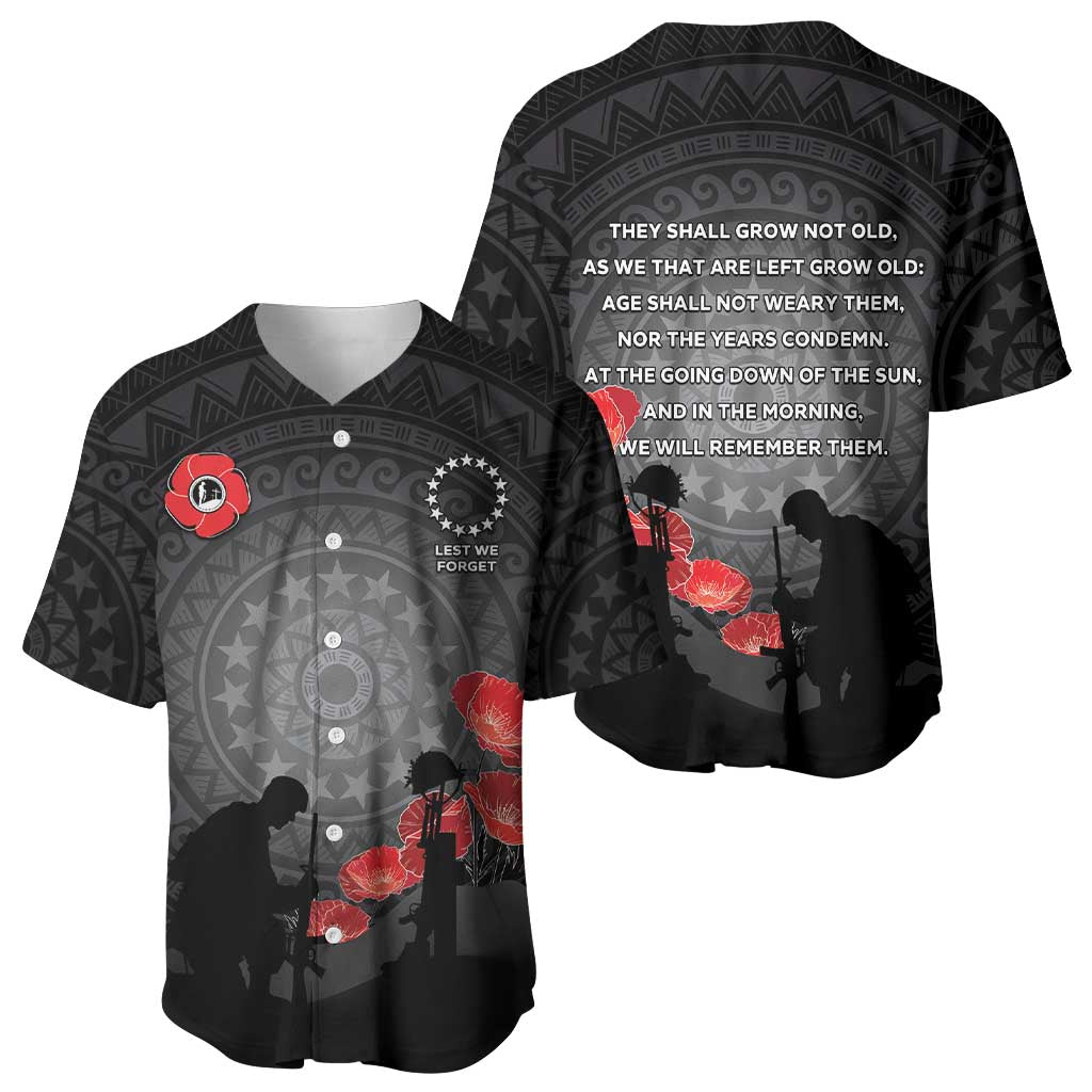 Cook Islands ANZAC Day Baseball Jersey Soldier Silhouette Remembrance