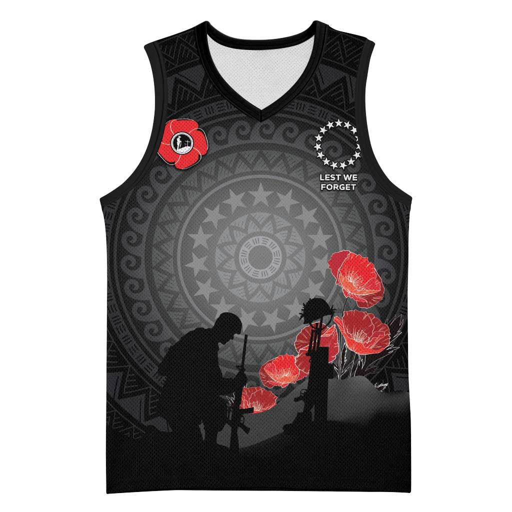 Cook Islands ANZAC Day Basketball Jersey Soldier Silhouette Remembrance