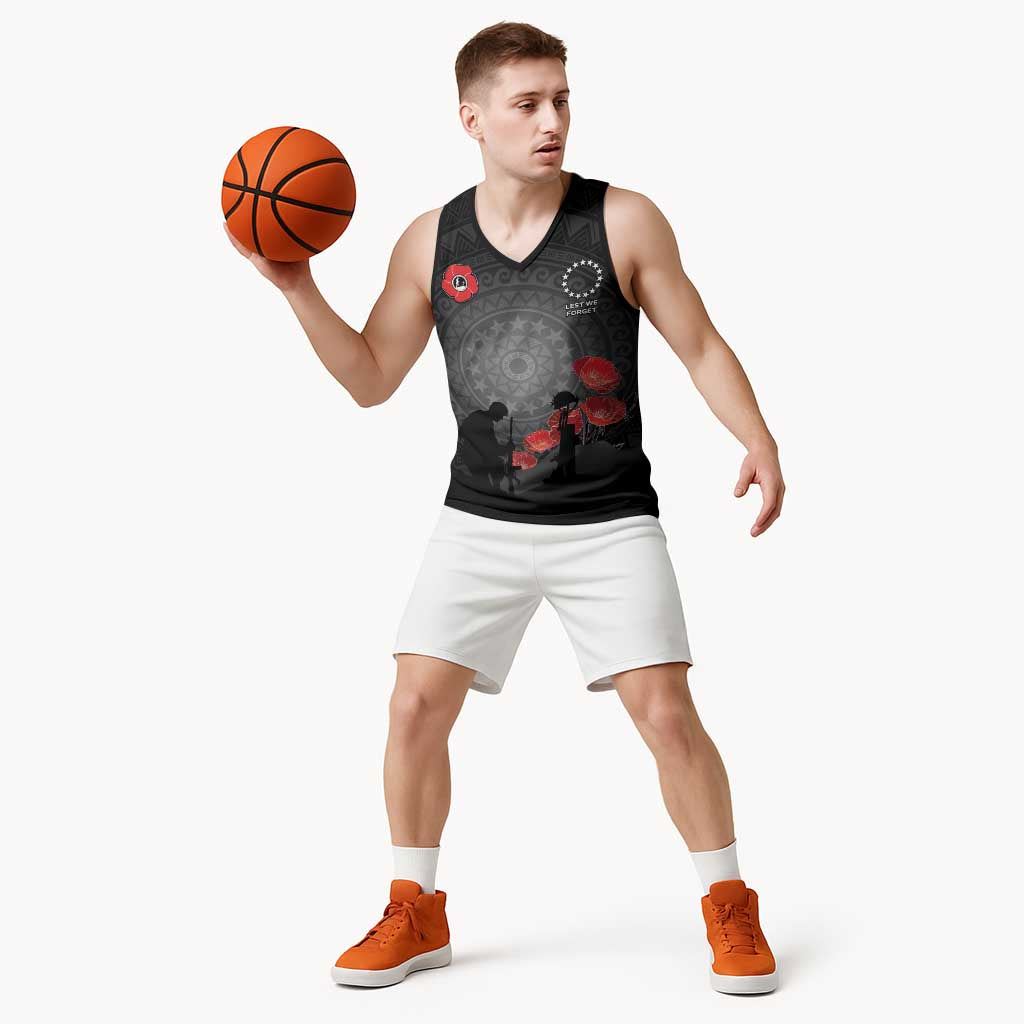 Cook Islands ANZAC Day Basketball Jersey Soldier Silhouette Remembrance