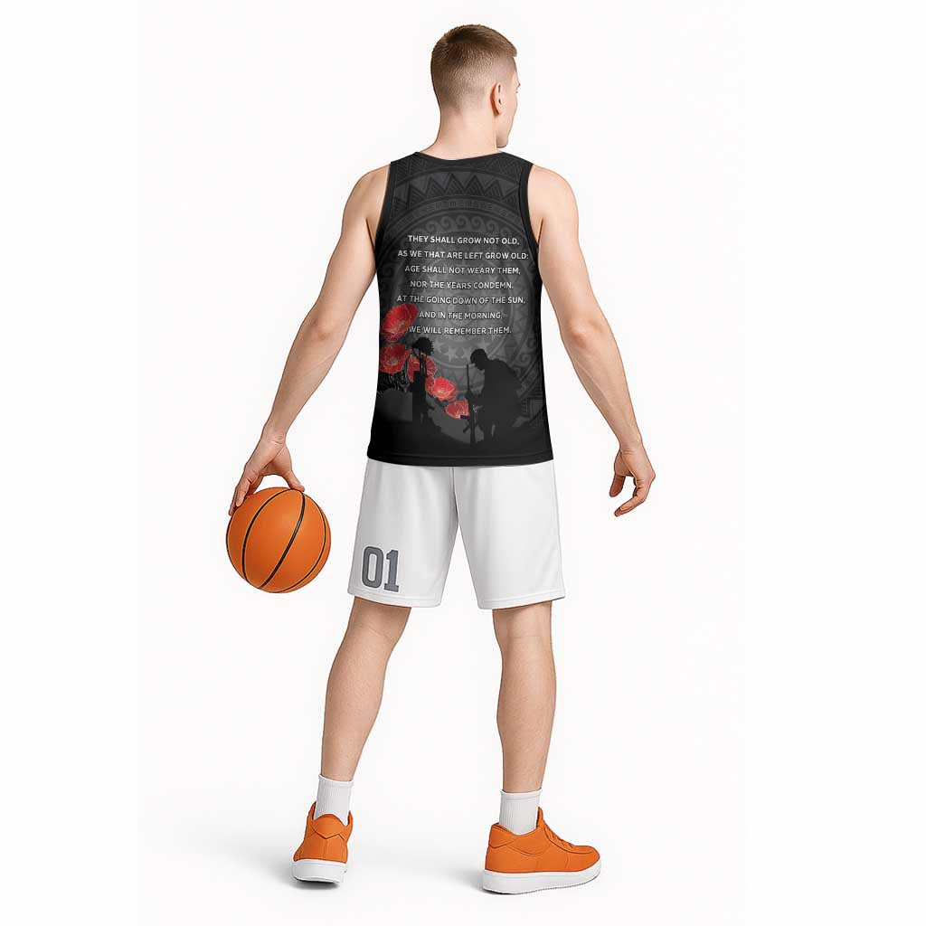 Cook Islands ANZAC Day Basketball Jersey Soldier Silhouette Remembrance