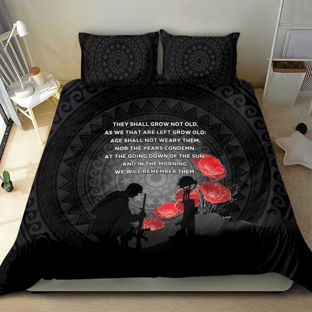 Cook Islands ANZAC Day Bedding Set Soldier Silhouette Remembrance