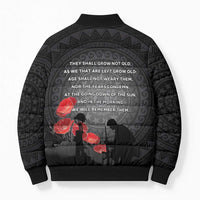 Cook Islands ANZAC Day Bomber Puffer Jacket Soldier Silhouette Remembrance