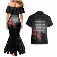 Cook Islands ANZAC Day Couples Matching Mermaid Dress and Hawaiian Shirt Soldier Silhouette Remembrance LT05 - Polynesian Pride