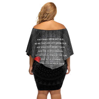 Cook Islands ANZAC Day Family Matching Off Shoulder Short Dress and Hawaiian Shirt Soldier Silhouette Remembrance LT05 - Polynesian Pride