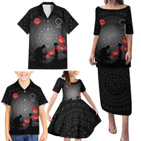Cook Islands ANZAC Day Family Matching Puletasi and Hawaiian Shirt Soldier Silhouette Remembrance LT05 - Polynesian Pride