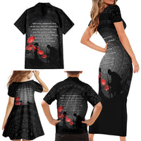 Cook Islands ANZAC Day Family Matching Short Sleeve Bodycon Dress and Hawaiian Shirt Soldier Silhouette Remembrance LT05 - Polynesian Pride