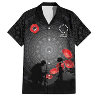 Cook Islands ANZAC Day Family Matching Tank Maxi Dress and Hawaiian Shirt Soldier Silhouette Remembrance LT05 Dad's Shirt - Short Sleeve Black - Polynesian Pride
