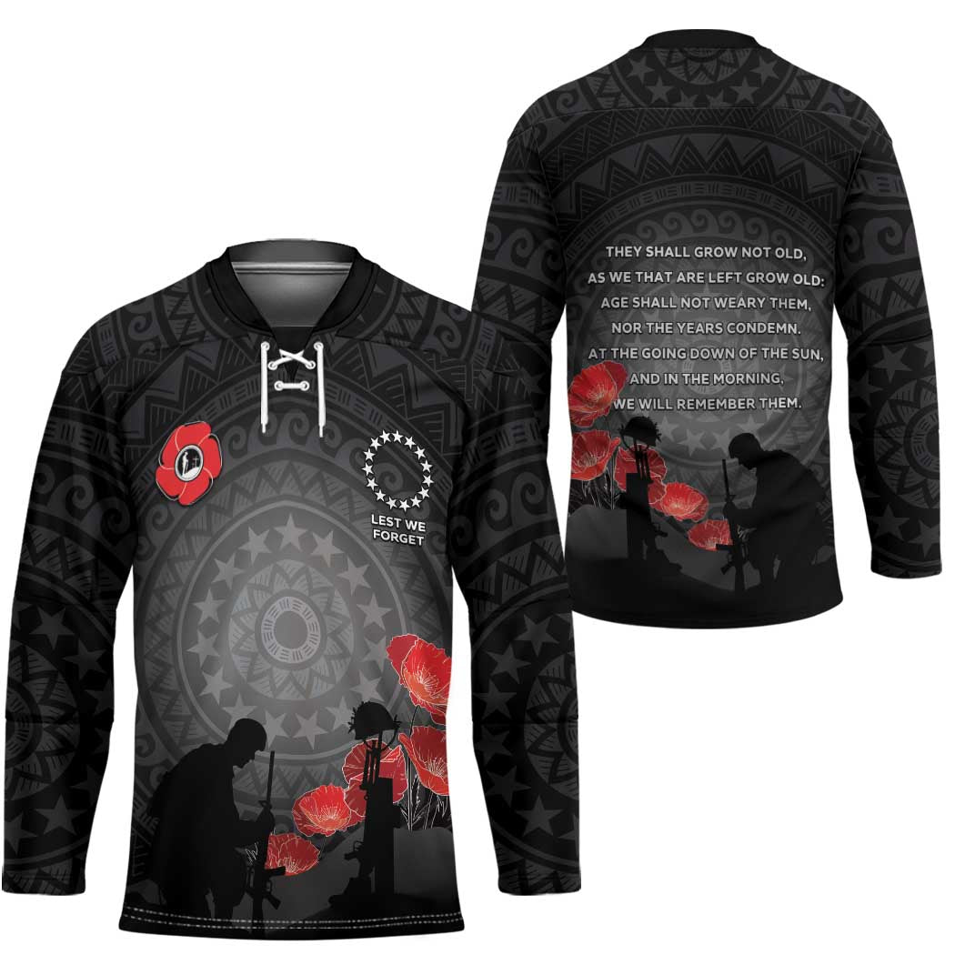 Cook Islands ANZAC Day Hockey Jersey Soldier Silhouette Remembrance