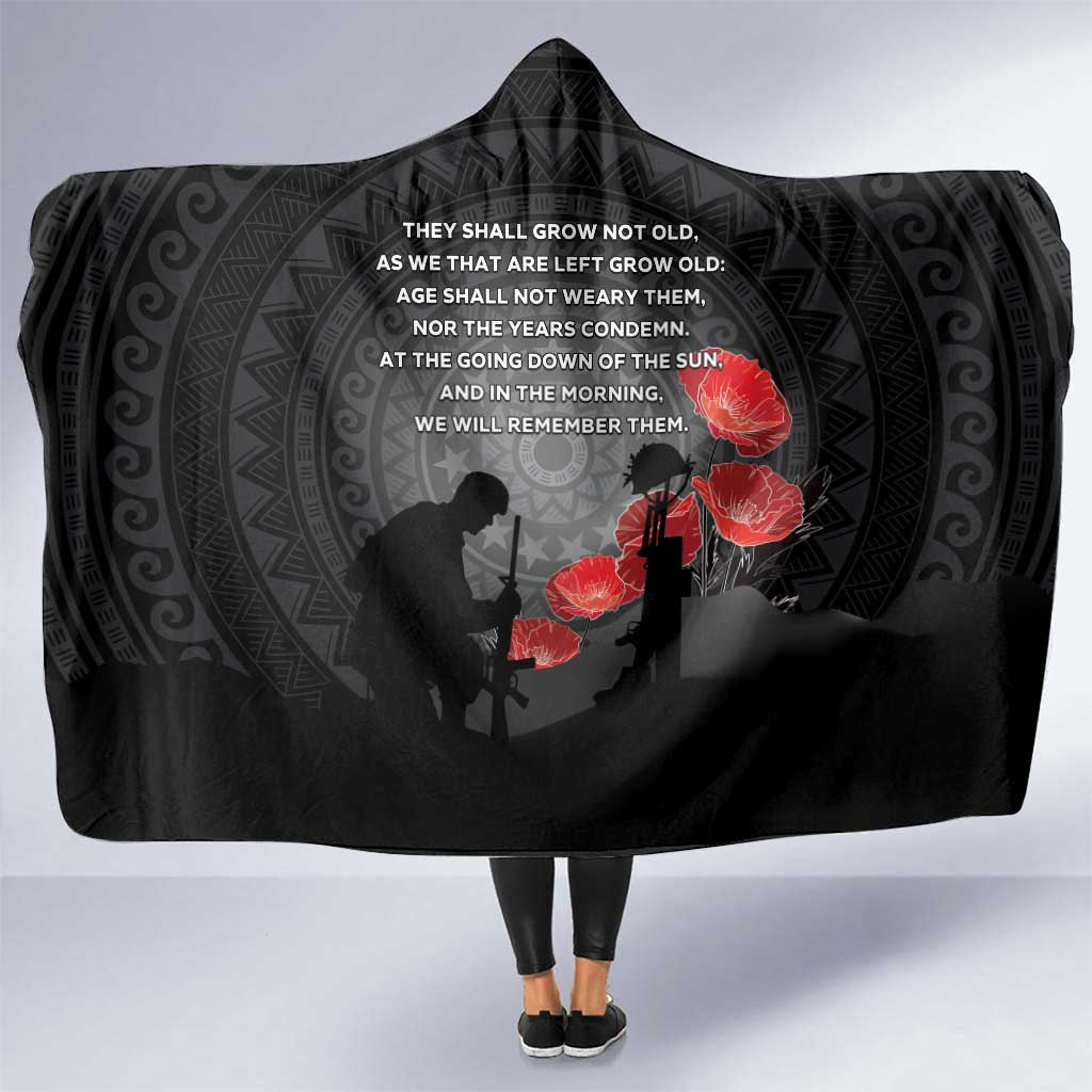 Cook Islands ANZAC Day Hooded Blanket Soldier Silhouette Remembrance