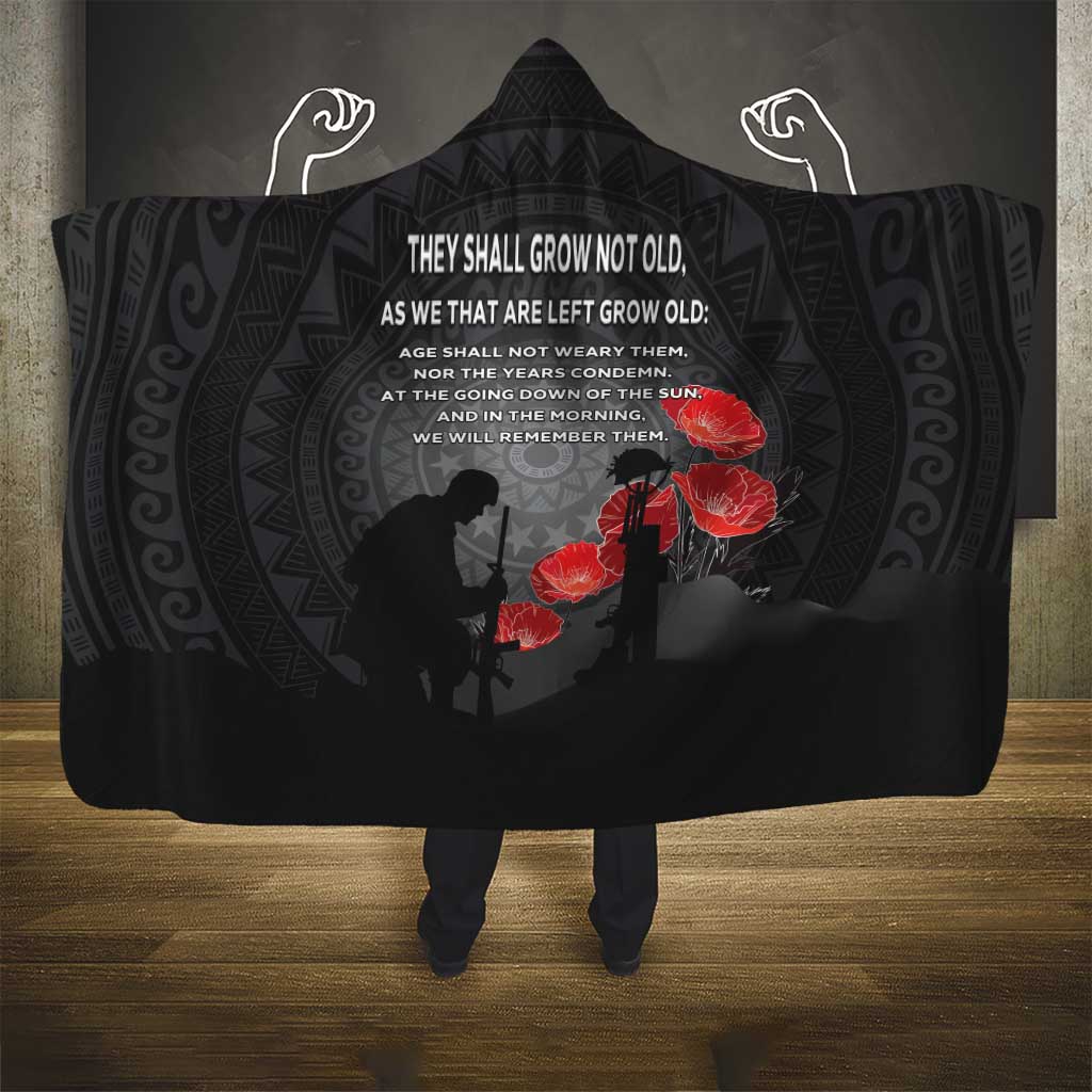 Cook Islands ANZAC Day Hooded Blanket Soldier Silhouette Remembrance