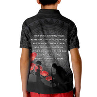 Cook Islands ANZAC Day Kid Polo Shirt Soldier Silhouette Remembrance LT05 - Polynesian Pride