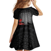 Cook Islands ANZAC Day Kid Short Sleeve Dress Soldier Silhouette Remembrance
