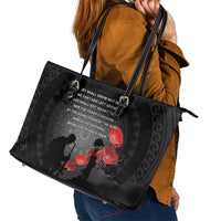 Cook Islands ANZAC Day Leather Tote Bag Soldier Silhouette Remembrance