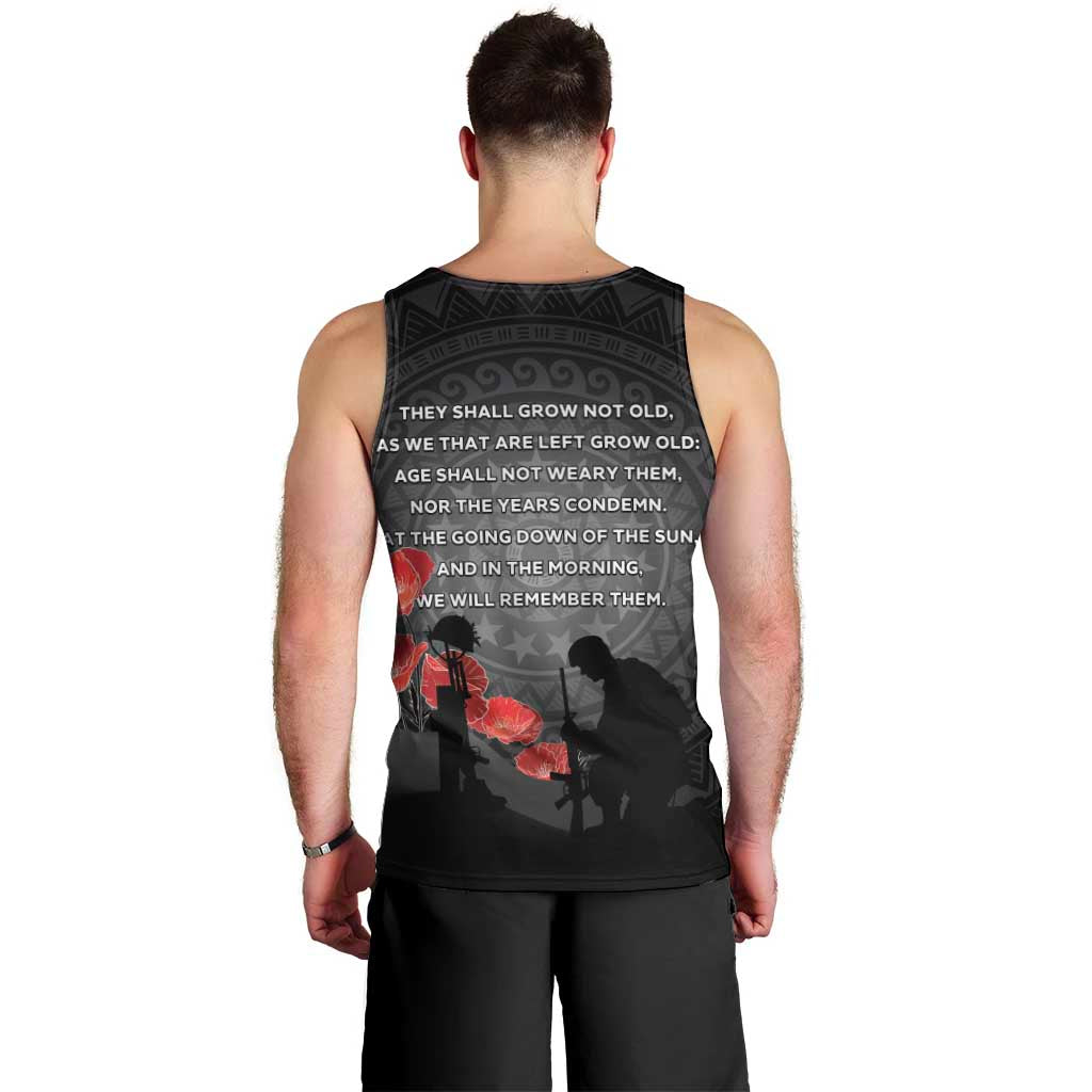 Cook Islands ANZAC Day Men Tank Top Soldier Silhouette Remembrance LT05 - Polynesian Pride