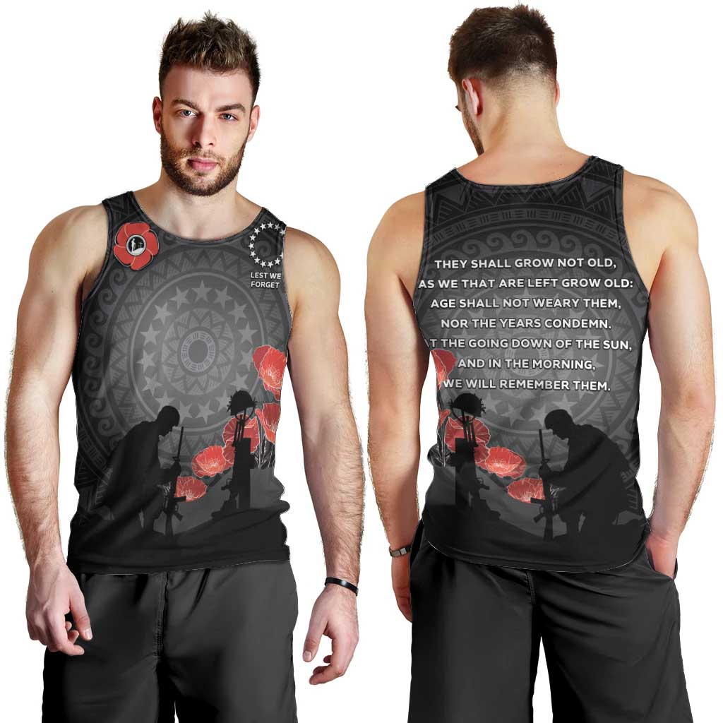 Cook Islands ANZAC Day Men Tank Top Soldier Silhouette Remembrance LT05 - Polynesian Pride