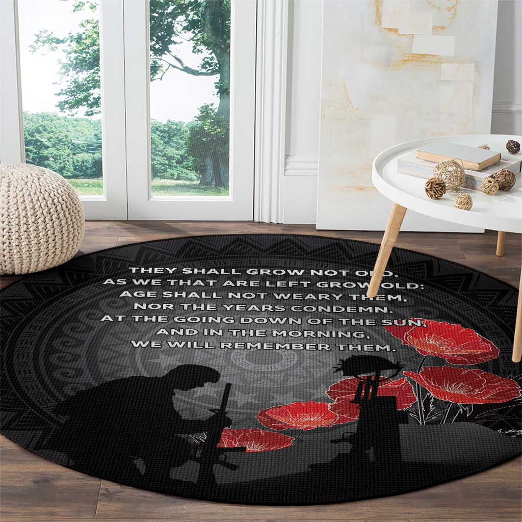 Cook Islands ANZAC Day Round Carpet Soldier Silhouette Remembrance