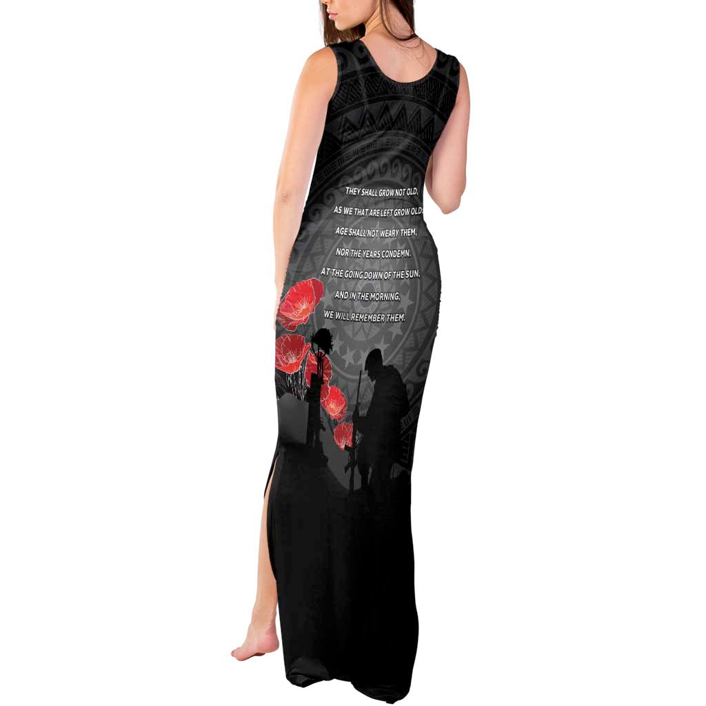Cook Islands ANZAC Day Tank Maxi Dress Soldier Silhouette Remembrance