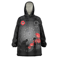 Cook Islands ANZAC Day Wearable Blanket Hoodie Soldier Silhouette Remembrance