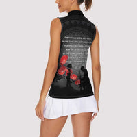 Cook Islands ANZAC Day Women Sleeveless Polo Shirt Soldier Silhouette Remembrance