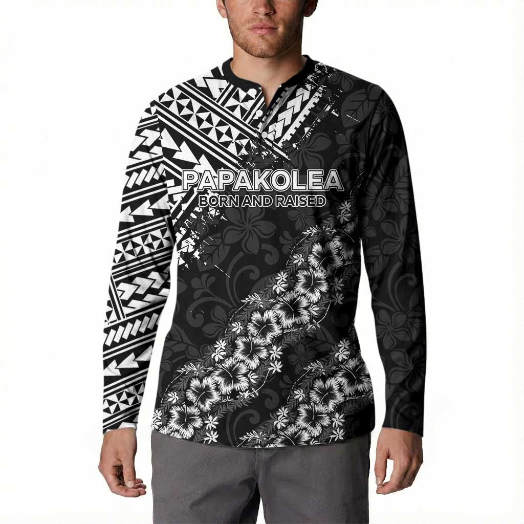 Hawaii Papakolea Born And Raised Button Sweatshirt Hawaiian Tribal Pattern