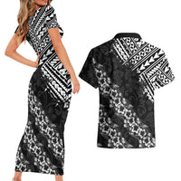 Hawaii Papakolea Born And Raised Couples Matching Short Sleeve Bodycon Dress and Hawaiian Shirt Hawaiian Tribal Pattern LT05 - Polynesian Pride