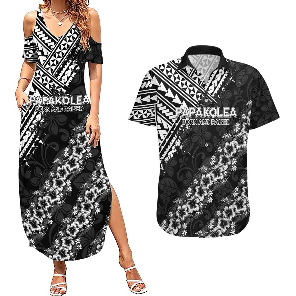 Hawaii Papakolea Born And Raised Couples Matching Summer Maxi Dress and Hawaiian Shirt Hawaiian Tribal Pattern
