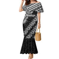 Hawaii Papakolea Born And Raised Family Matching Mermaid Dress and Hawaiian Shirt Hawaiian Tribal Pattern LT05 Mom's Dress Black - Polynesian Pride