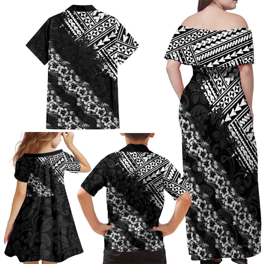 Hawaii Papakolea Born And Raised Family Matching Off Shoulder Maxi Dress and Hawaiian Shirt Hawaiian Tribal Pattern LT05 - Polynesian Pride