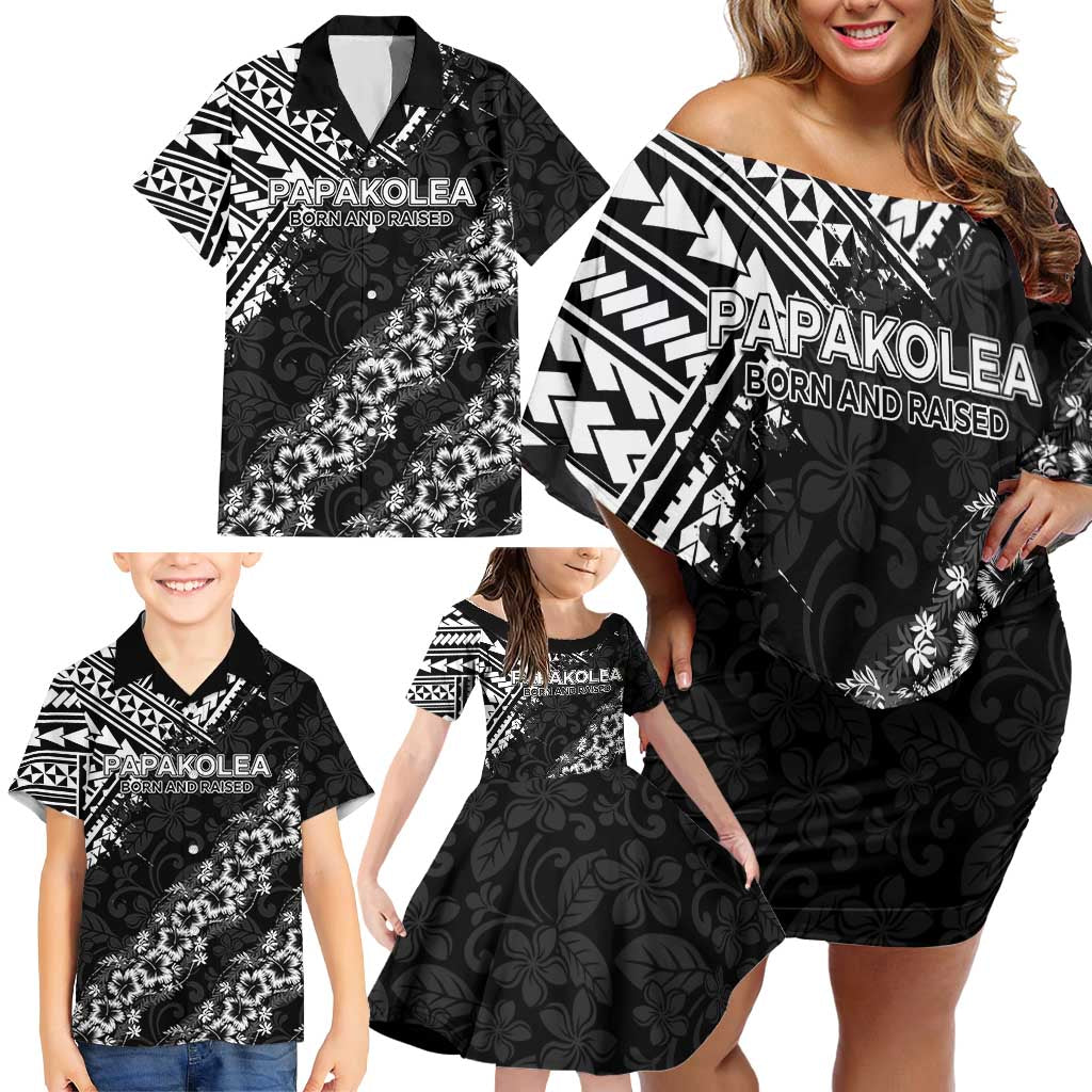 Hawaii Papakolea Born And Raised Family Matching Off Shoulder Short Dress and Hawaiian Shirt Hawaiian Tribal Pattern LT05 - Polynesian Pride