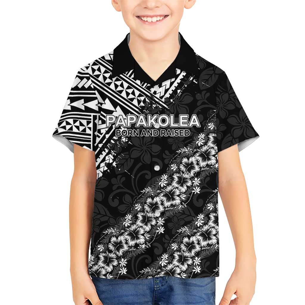 Hawaii Papakolea Born And Raised Family Matching Off Shoulder Short Dress and Hawaiian Shirt Hawaiian Tribal Pattern LT05 Son's Shirt Black - Polynesian Pride