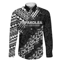 Hawaii Papakolea Born And Raised Family Matching Puletasi and Hawaiian Shirt Hawaiian Tribal Pattern LT05 Dad's Shirt - Long Sleeve Black - Polynesian Pride