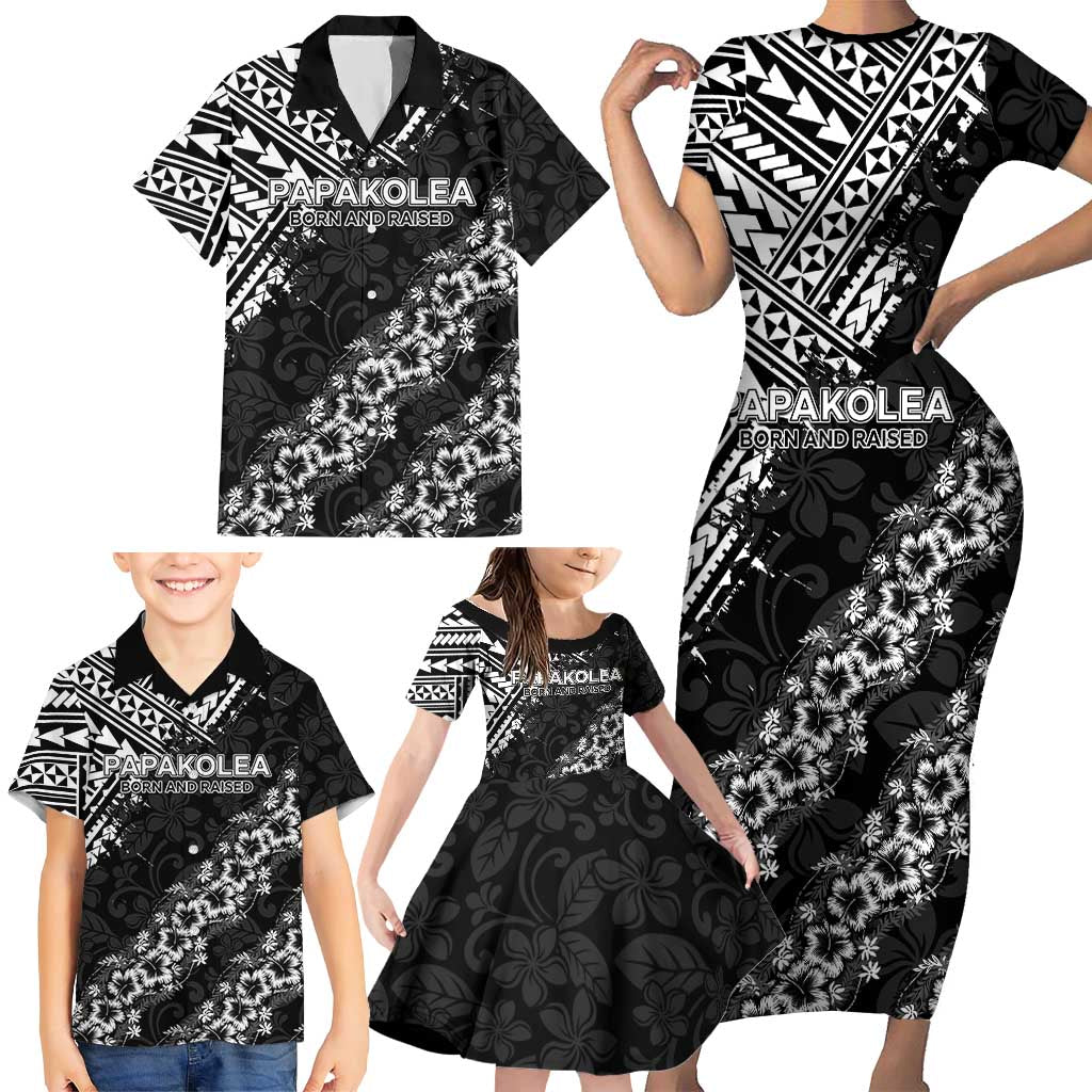 Hawaii Papakolea Born And Raised Family Matching Short Sleeve Bodycon Dress and Hawaiian Shirt Hawaiian Tribal Pattern LT05 - Polynesian Pride