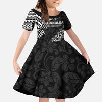 Hawaii Papakolea Born And Raised Family Matching Summer Maxi Dress and Hawaiian Shirt Hawaiian Tribal Pattern LT05 Daughter's Dress Black - Polynesian Pride