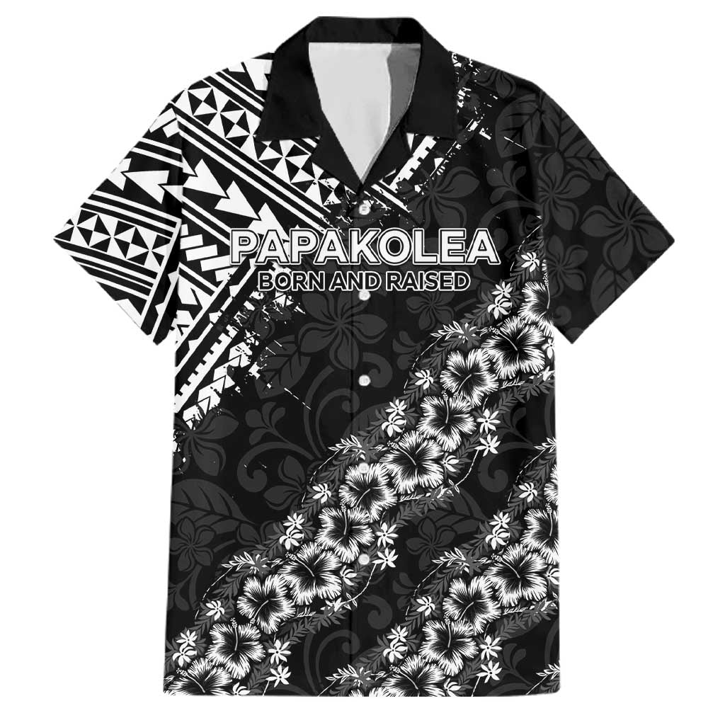 Hawaii Papakolea Born And Raised Family Matching Summer Maxi Dress and Hawaiian Shirt Hawaiian Tribal Pattern LT05 Dad's Shirt - Short Sleeve Black - Polynesian Pride