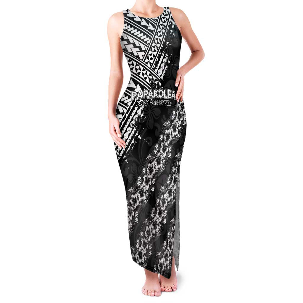Hawaii Papakolea Born And Raised Family Matching Tank Maxi Dress and Hawaiian Shirt Hawaiian Tribal Pattern LT05 Mom's Dress Black - Polynesian Pride