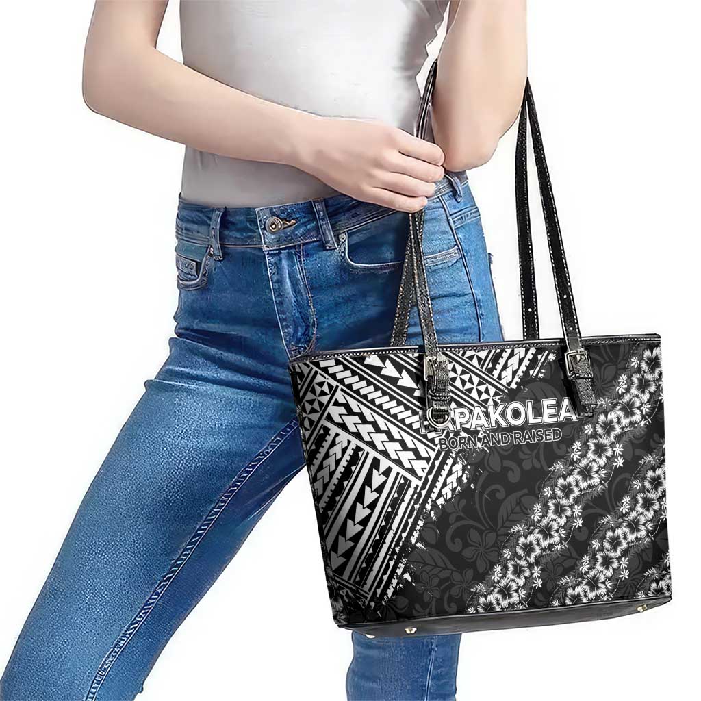 Hawaii Papakolea Born And Raised Leather Tote Bag Hawaiian Tribal Pattern