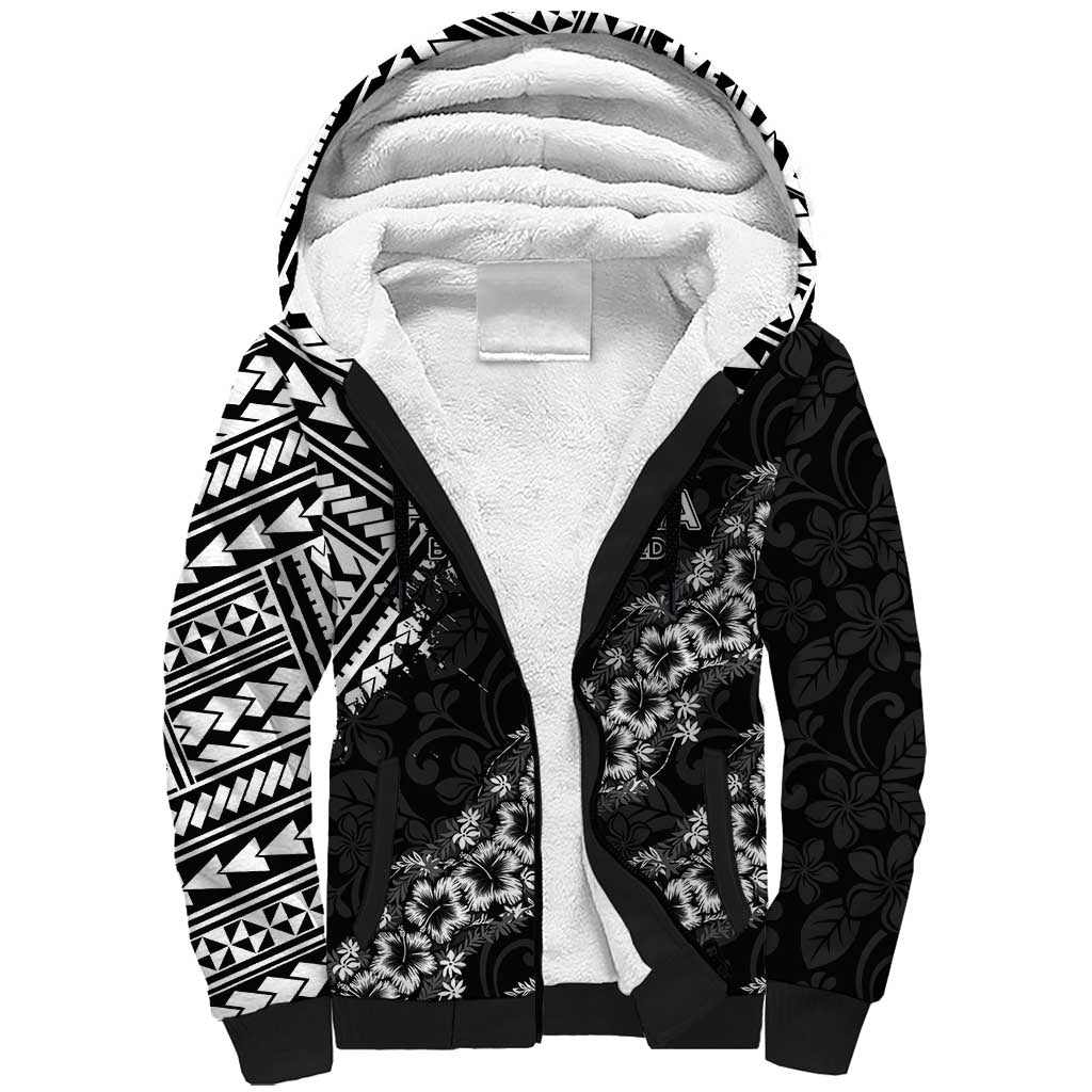 Hawaii Papakolea Born And Raised Sherpa Hoodie Hawaiian Tribal Pattern LT05 Unisex Black - Polynesian Pride