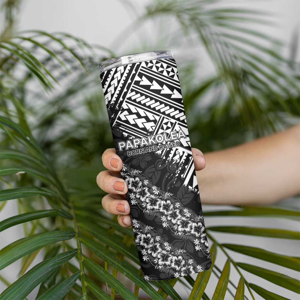 Hawaii Papakolea Born And Raised Skinny Tumbler Hawaiian Tribal Pattern