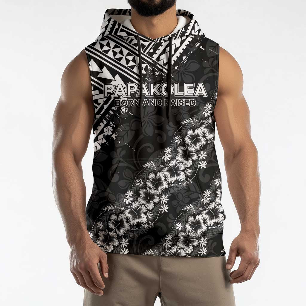 Hawaii Papakolea Born And Raised Sleeveless Hoodie Hawaiian Tribal Pattern