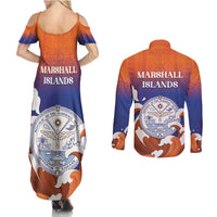 Marshall Islands Fishermen's Day Couples Matching Summer Maxi Dress and Long Sleeve Button Shirt It's Fishing Time LT05 - Polynesian Pride