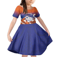 Marshall Islands Fishermen's Day Family Matching Mermaid Dress and Hawaiian Shirt It's Fishing Time LT05 Daughter's Dress Orange - Polynesian Pride