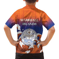 Marshall Islands Fishermen's Day Family Matching Off The Shoulder Long Sleeve Dress and Hawaiian Shirt It's Fishing Time LT05 - Polynesian Pride