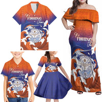 Marshall Islands Fishermen's Day Family Matching Off Shoulder Maxi Dress and Hawaiian Shirt It's Fishing Time LT05 - Polynesian Pride