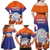 Marshall Islands Fishermen's Day Family Matching Off Shoulder Maxi Dress and Hawaiian Shirt It's Fishing Time LT05 - Polynesian Pride