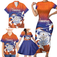 Marshall Islands Fishermen's Day Family Matching Short Sleeve Bodycon Dress and Hawaiian Shirt It's Fishing Time LT05 - Polynesian Pride