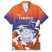 Marshall Islands Fishermen's Day Family Matching Short Sleeve Bodycon Dress and Hawaiian Shirt It's Fishing Time LT05 Dad's Shirt - Short Sleeve Orange - Polynesian Pride